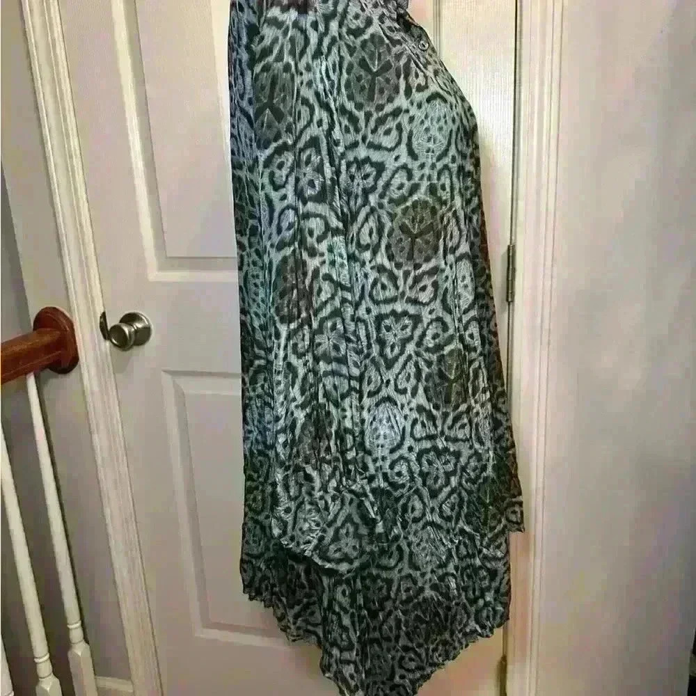 Lynn Ritchie Vintage 100% Silk Long Shirt - Brown + Blue - Women’s Size Medium - Picture 4 of 15